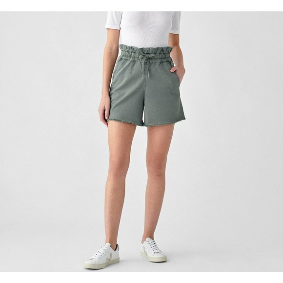 DL1961 Pants - DL1961 Thyme Yara Paperbag High Waist Pull-On Shorts Drawstring Women's XS Green